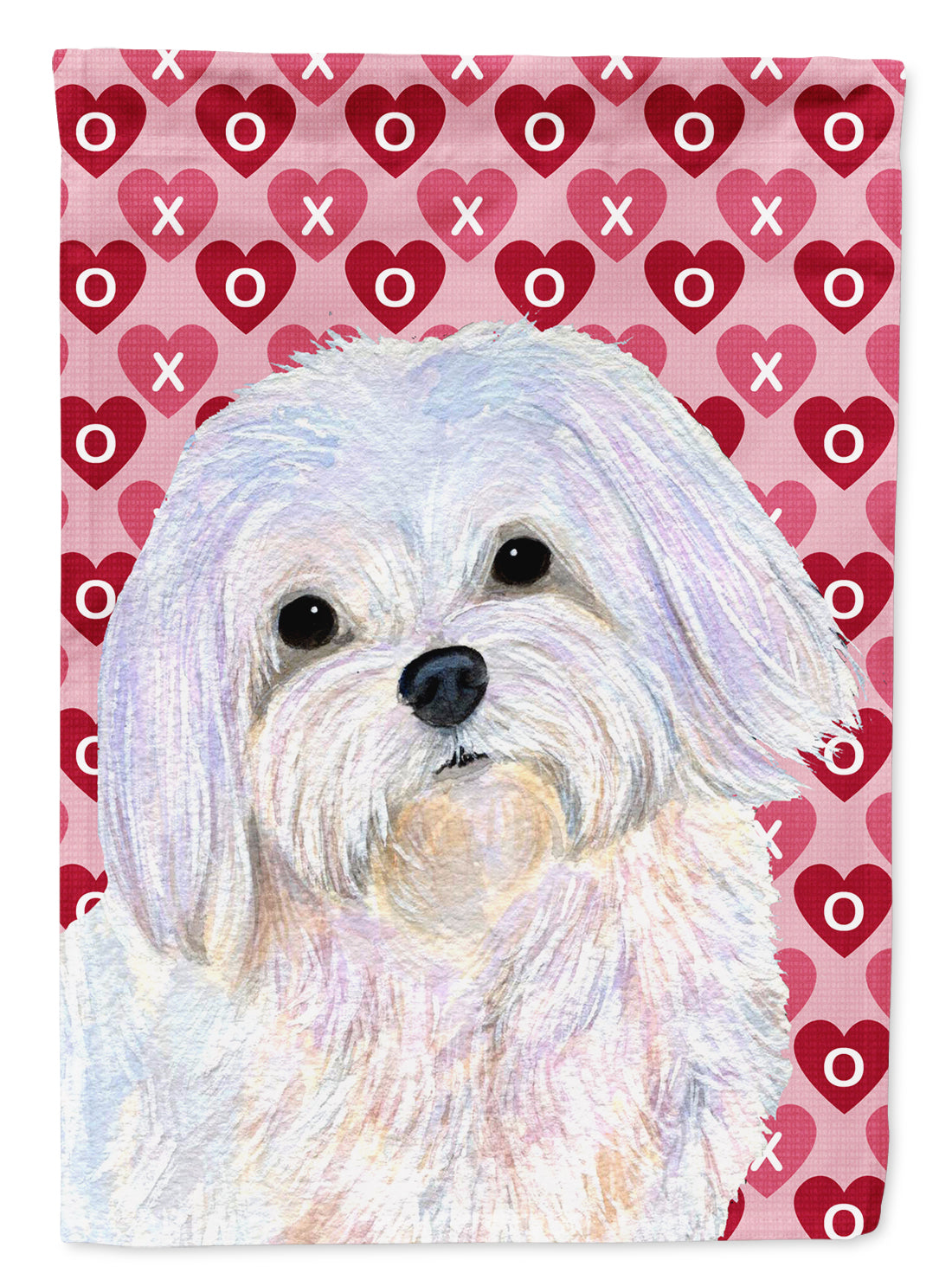 Maltese Hearts Love and Valentine's Day Portrait Garden Flag Mailbox Decorative Yard Banner Outside Patio Artwork for Flower Beds, Garden Size, Multicolor