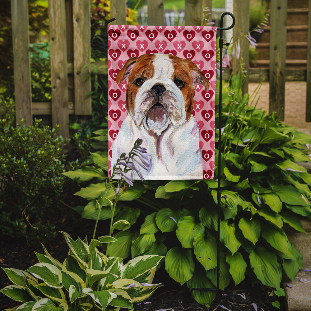 Bulldog English Hearts Love Valentine's Day Garden Flag Mailbox Decorative Yard Banner Outside Patio Artwork for Flower Beds, Garden Size, Multicolor