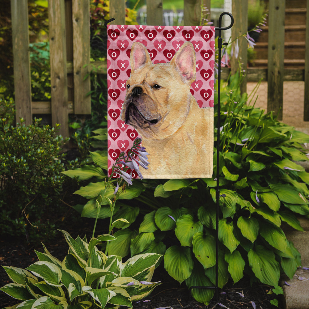 French Bulldog Hearts Love and Valentine's Day Portrait Garden Flag Mailbox Decorative Yard Banner Outside Patio Artwork for Flower Beds, Garden Size, Multicolor