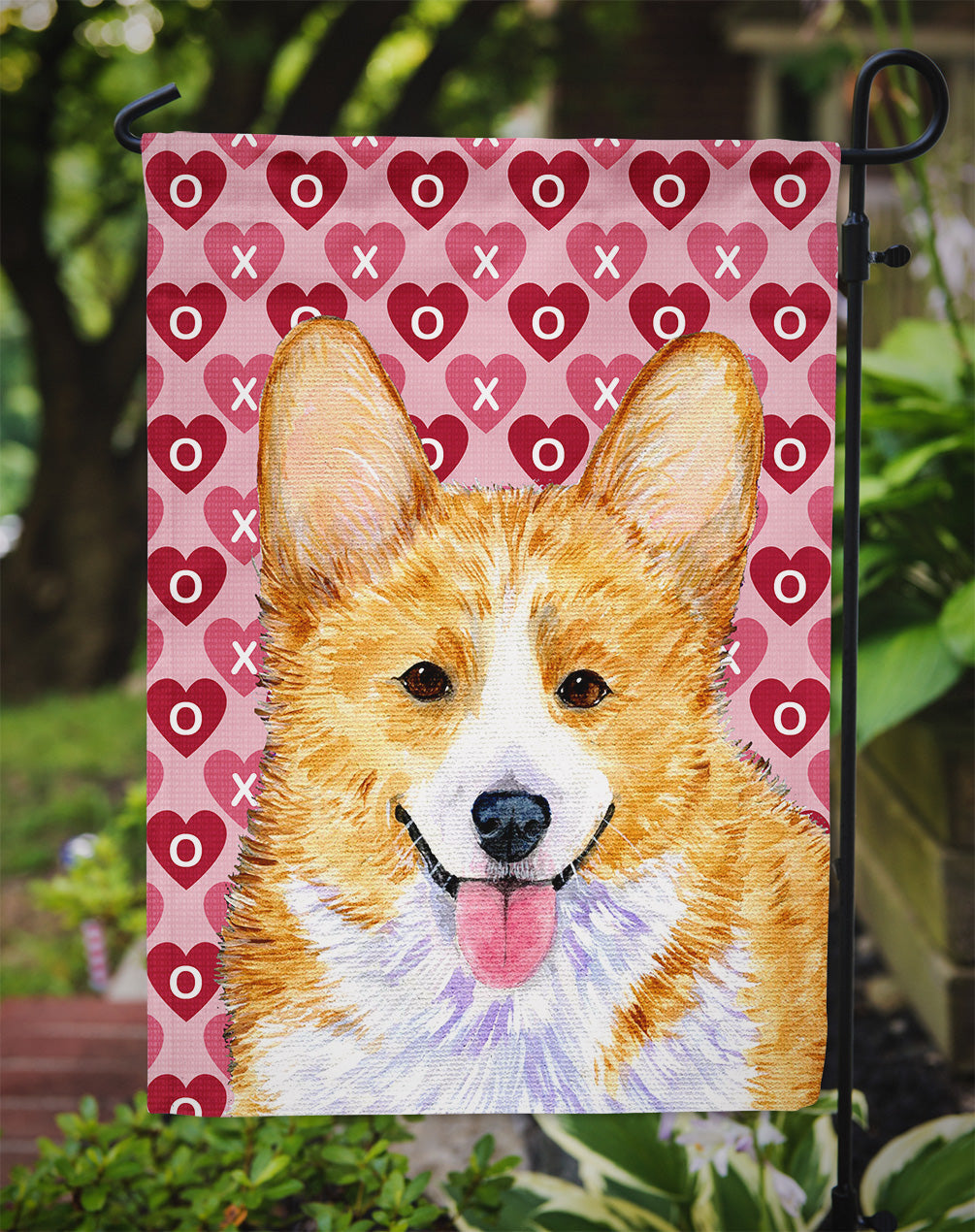 Corgi Hearts Love and Valentine's Day Portrait Garden Flag Mailbox Decorative Yard Banner Outside Patio Artwork for Flower Beds, Garden Size, Multicolor