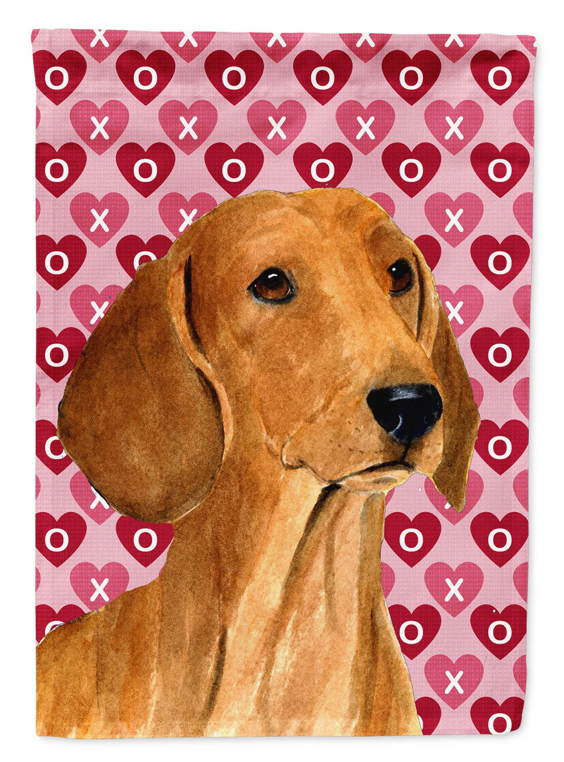 Dachshund Hearts Love and Valentine's Day Portrait Garden Flag Mailbox Decorative Yard Banner Outside Patio Artwork for Flower Beds, Garden Size, Multicolor