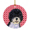 Portuguese Water Dog Hearts Love Valentine's Day Ceramic Ornament Christmas Tree Hanging Decorations for Home Christmas Holiday, Party, Gift, 3 in, Multicolor