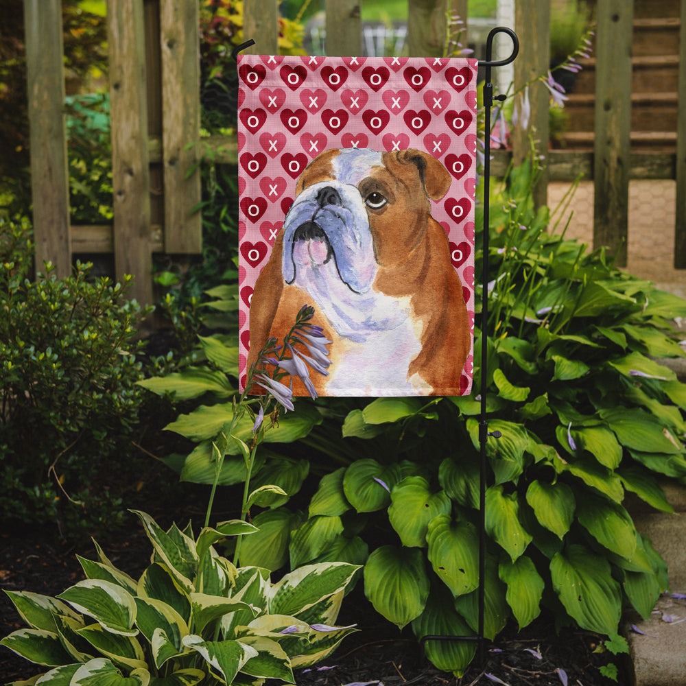 Bulldog English Hearts Love Valentine's Day Garden Flag Mailbox Decorative Yard Banner Outside Patio Artwork for Flower Beds, Garden Size, Multicolor