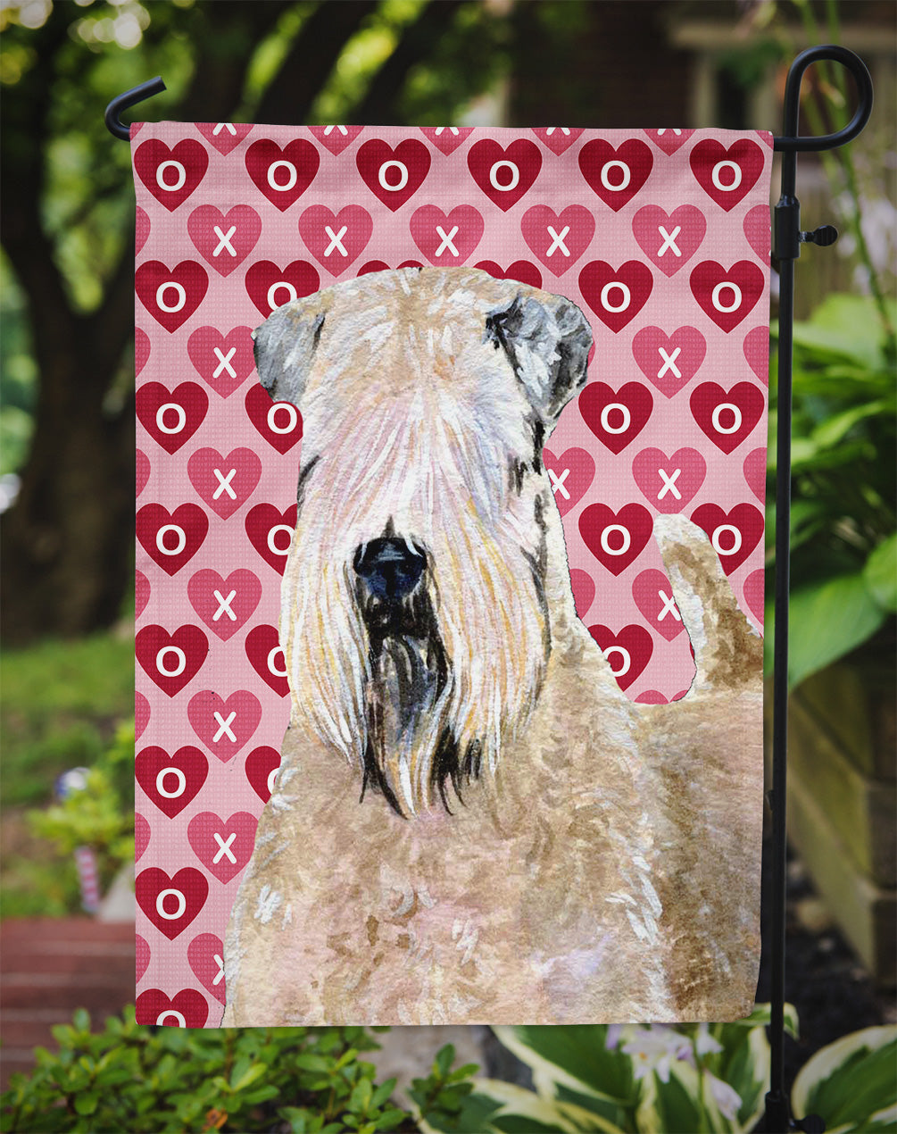Wheaten Terrier Soft Coated Hearts Love Valentine's Garden Flag Mailbox Decorative Yard Banner Outside Patio Artwork for Flower Beds, Garden Size, Multicolor