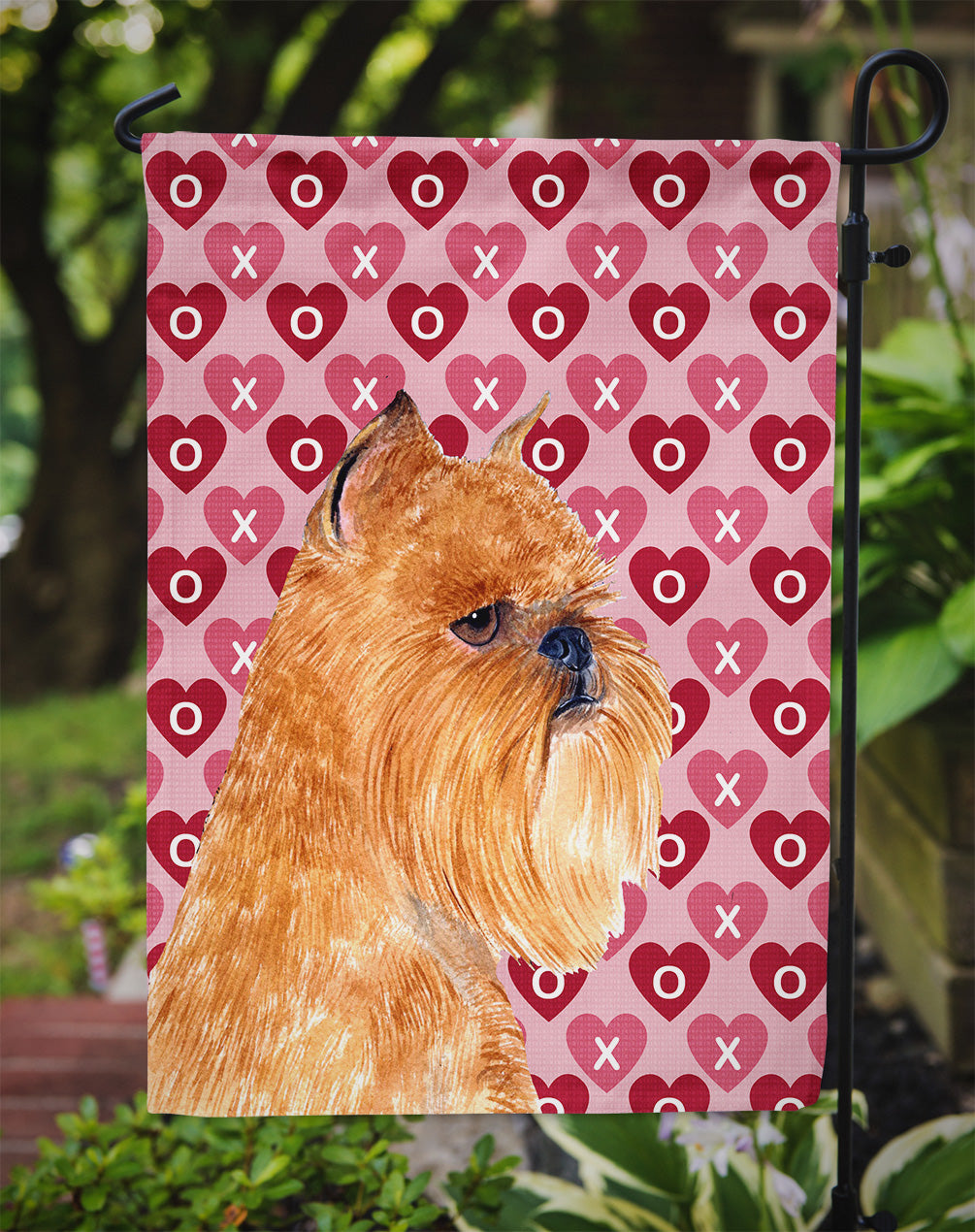 Brussels Griffon Hearts Love and Valentine's Day Portrait Garden Flag Mailbox Decorative Yard Banner Outside Patio Artwork for Flower Beds, Garden Size, Multicolor