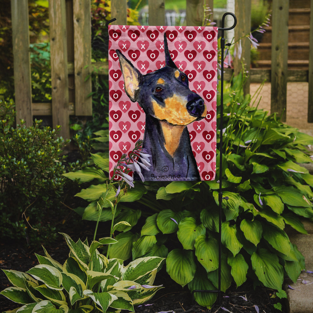 Doberman Hearts Love and Valentine's Day Portrait Garden Flag Mailbox Decorative Yard Banner Outside Patio Artwork for Flower Beds, Garden Size, Multicolor