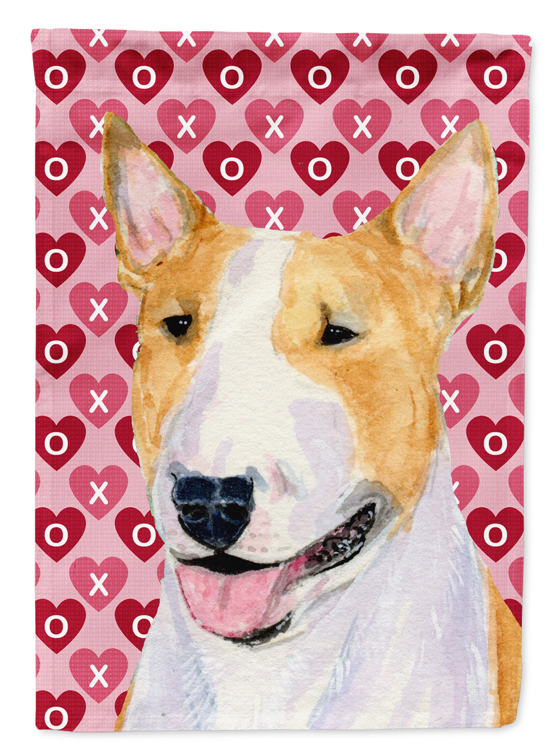 Bull Terrier Hearts Love and Valentine's Day Portrait Garden Flag Mailbox Decorative Yard Banner Outside Patio Artwork for Flower Beds, Garden Size, Multicolor