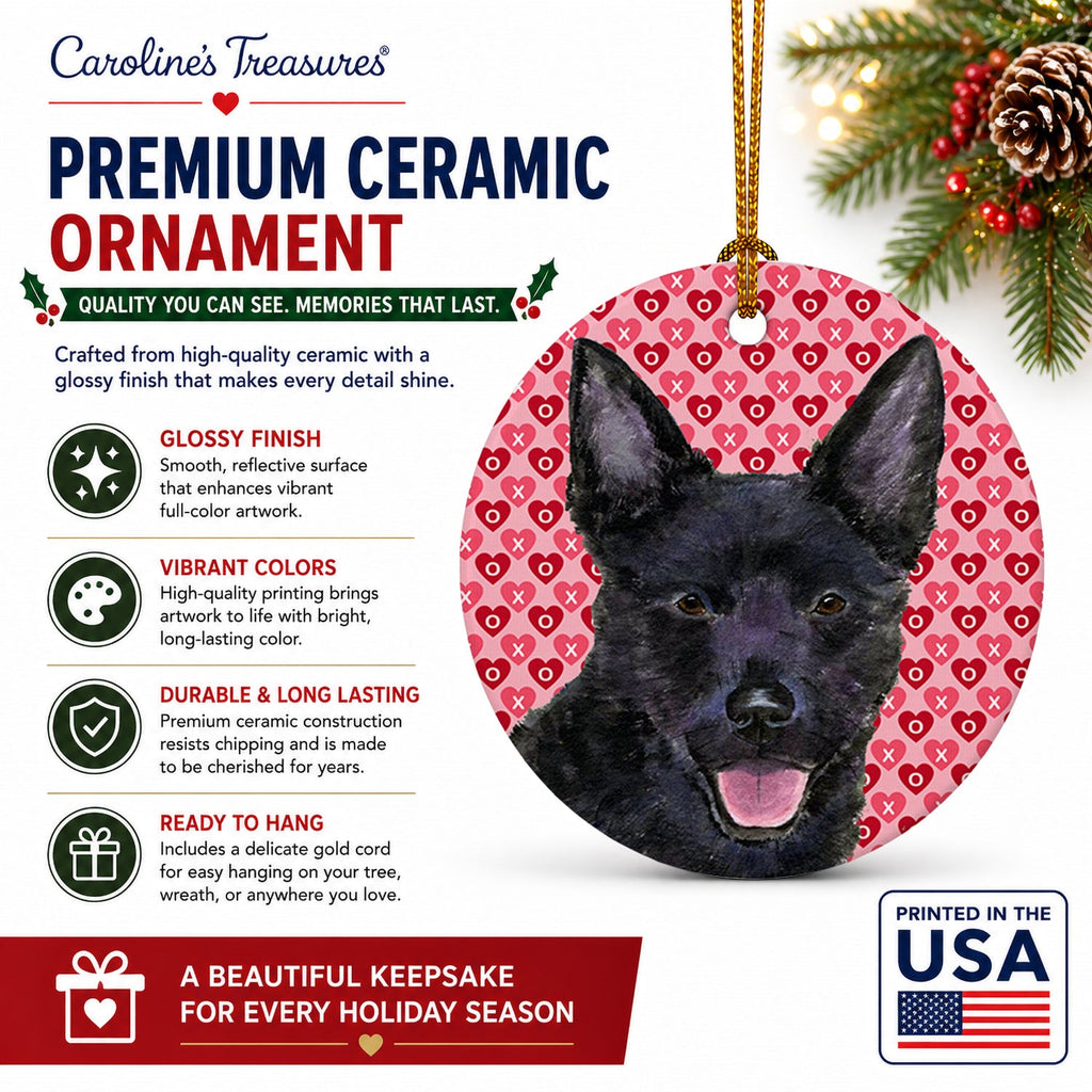 Australian Kelpie Hearts Love Valentine's Day Ceramic Ornament Christmas Tree Hanging Decorations for Home Christmas Holiday, Party, Gift, 3 in, Multicolor