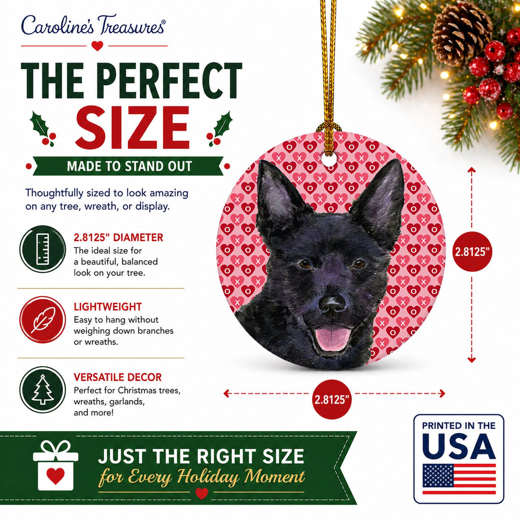 Australian Kelpie Hearts Love Valentine's Day Ceramic Ornament Christmas Tree Hanging Decorations for Home Christmas Holiday, Party, Gift, 3 in, Multicolor