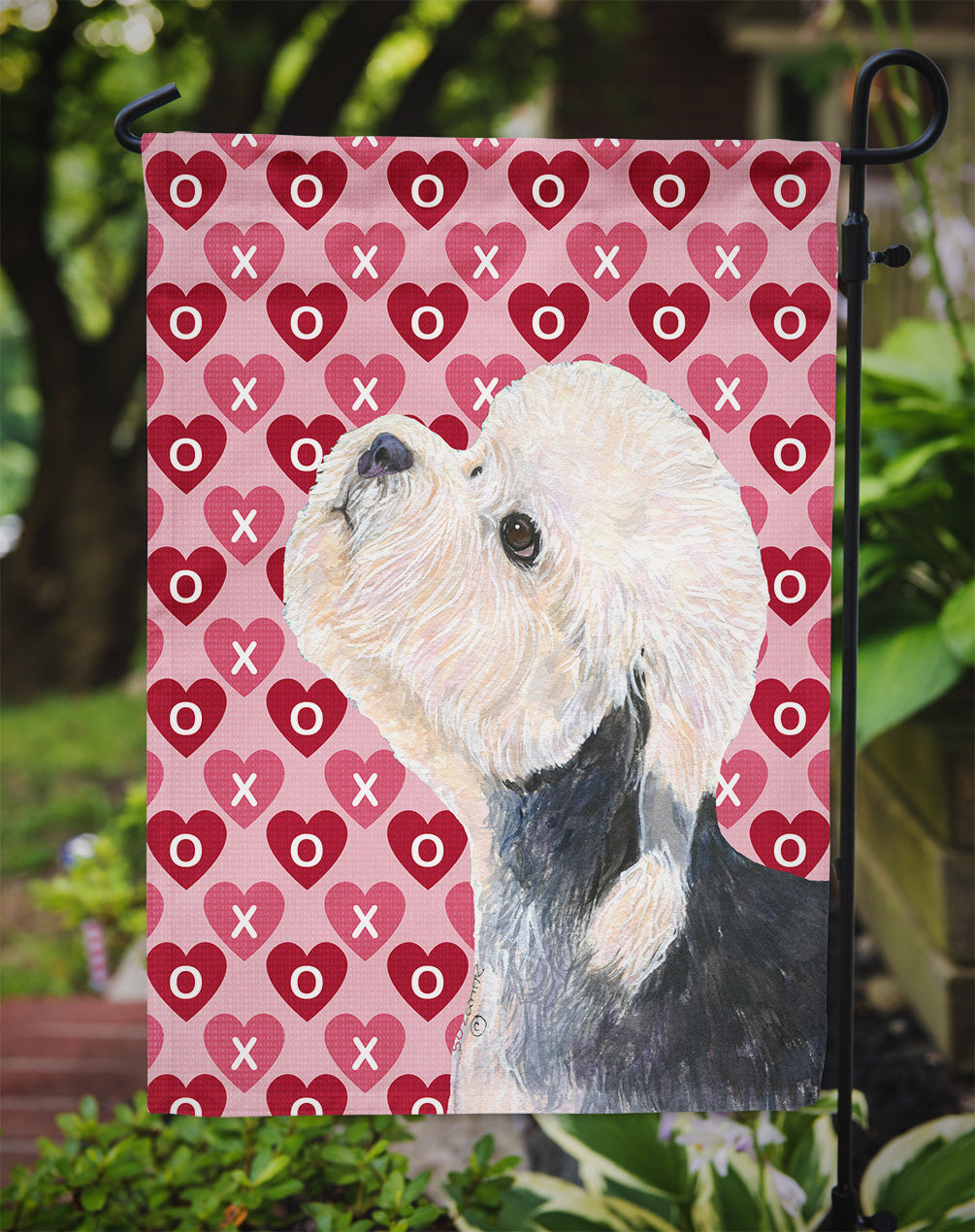 Dandie Dinmont Terrier Hearts Love Valentine's Day Garden Flag Mailbox Decorative Yard Banner Outside Patio Artwork for Flower Beds, Garden Size, Multicolor