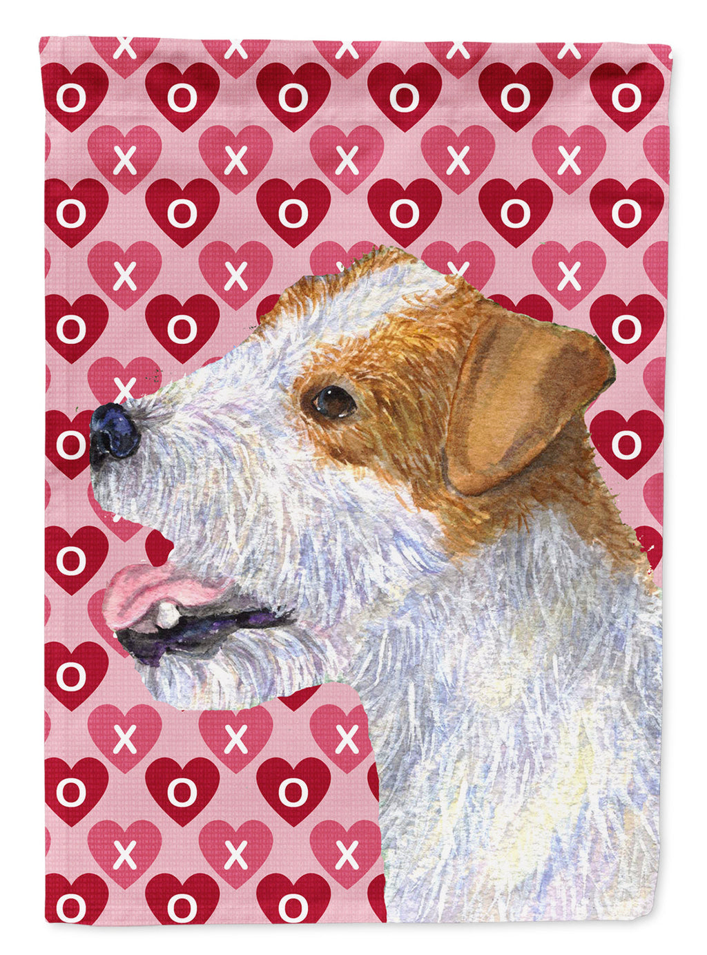 Jack Russell Terrier Hearts Love and Valentine's Day Portrait Garden Flag Mailbox Decorative Yard Banner Outside Patio Artwork for Flower Beds, Garden Size, Multicolor