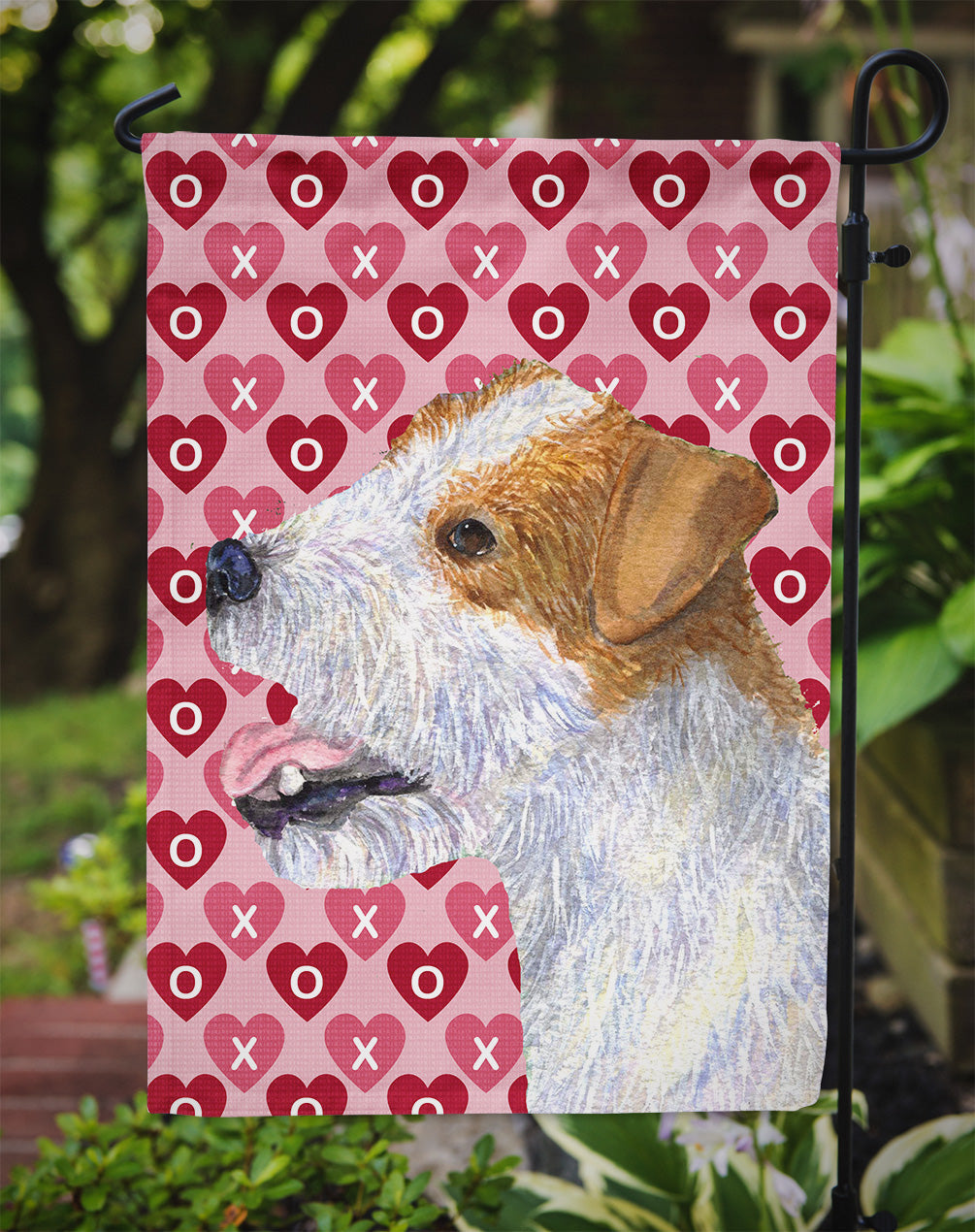 Jack Russell Terrier Hearts Love and Valentine's Day Portrait Garden Flag Mailbox Decorative Yard Banner Outside Patio Artwork for Flower Beds, Garden Size, Multicolor