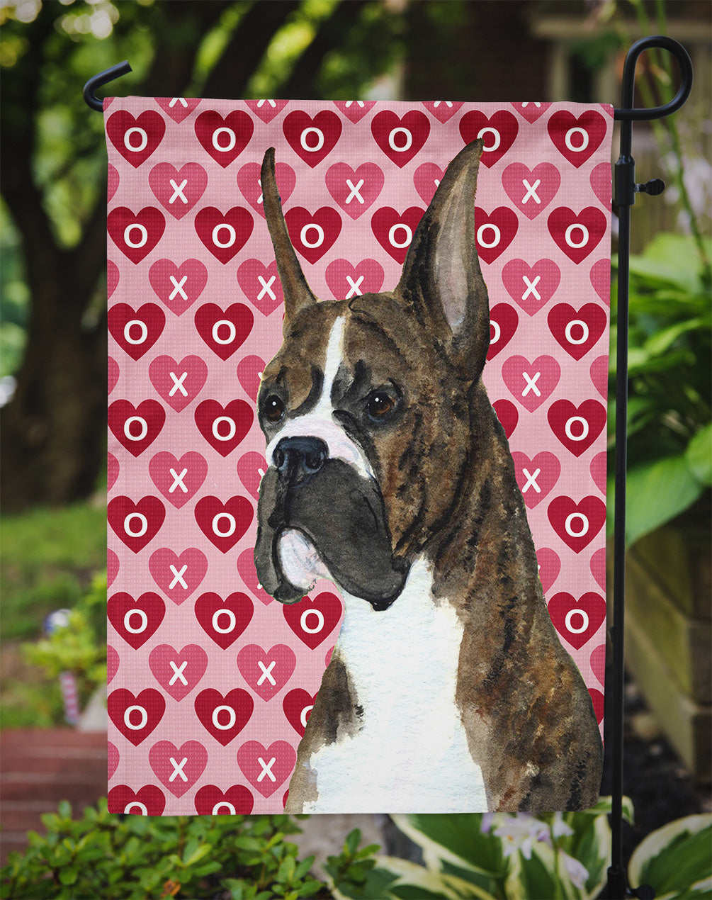 Boxer Hearts Love and Valentine's Day Portrait Garden Flag Mailbox Decorative Yard Banner Outside Patio Artwork for Flower Beds, Garden Size, Multicolor
