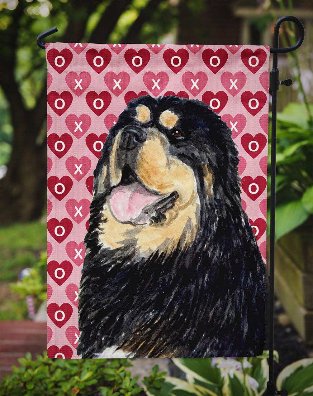 Tibetan Mastiff Hearts Love Valentine's Day Garden Flag Mailbox Decorative Yard Banner Outside Patio Artwork for Flower Beds, Garden Size, Multicolor