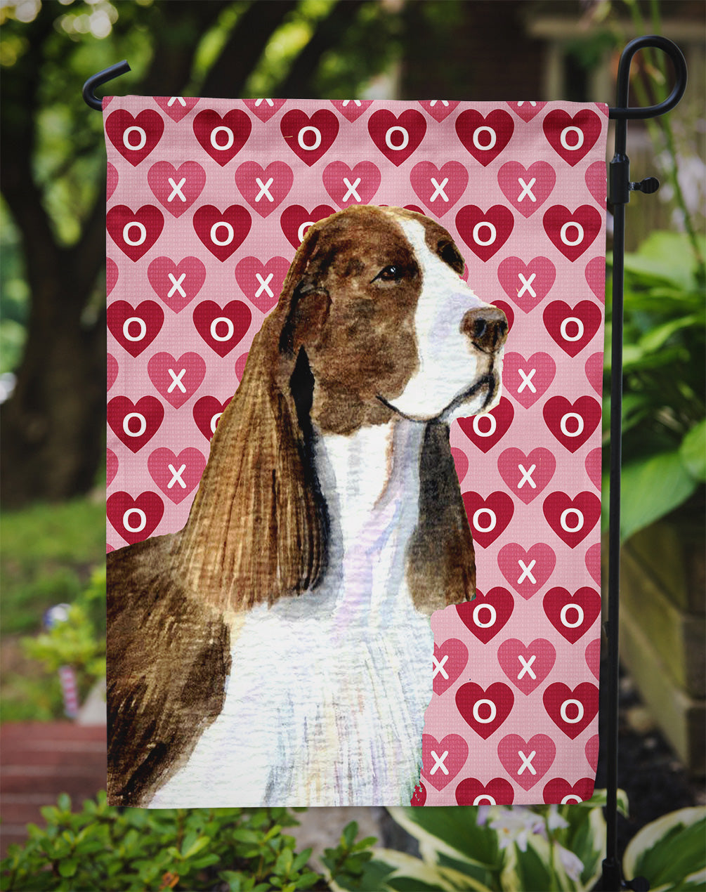 Springer Spaniel Hearts Love Valentine's Day Garden Flag Mailbox Decorative Yard Banner Outside Patio Artwork for Flower Beds, Garden Size, Multicolor