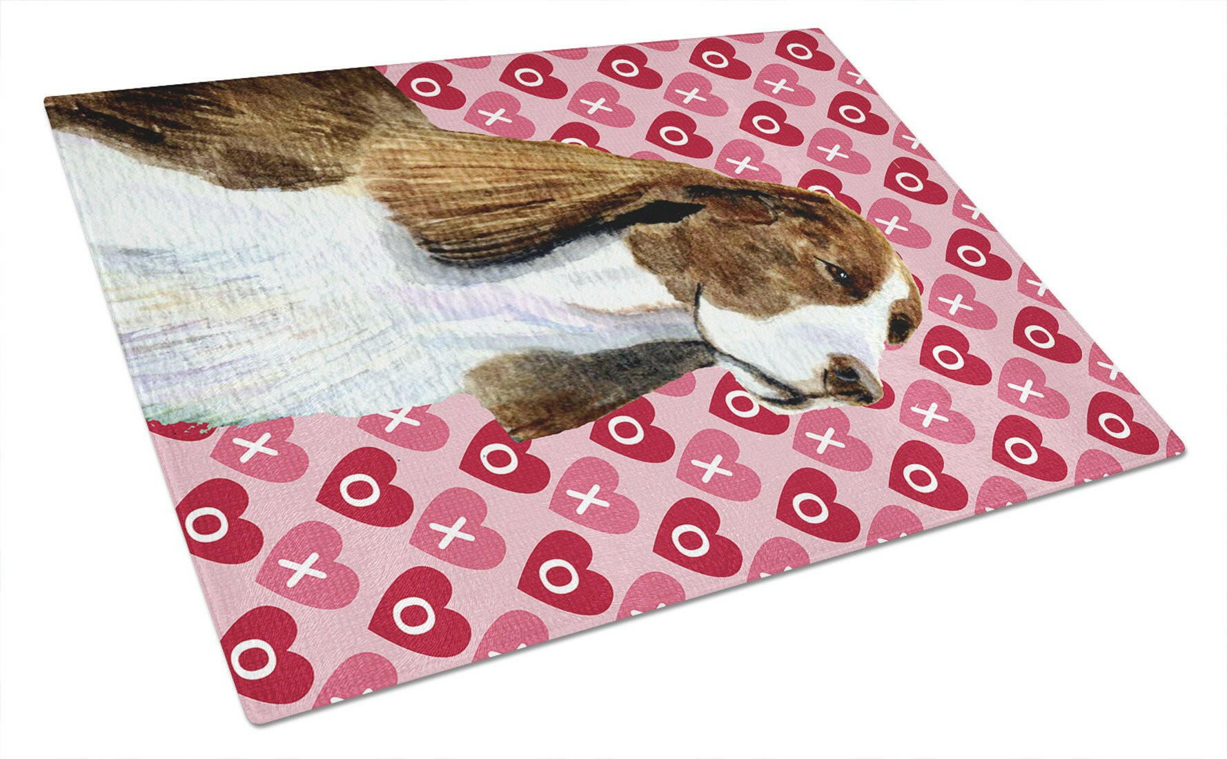 Springer Spaniel Hearts Love Valentine's Day Cutting Board Tempered Glass Kitchen Cutting Surface, Heat Resistant Chopping, Non-Slip Feet, Food Prep & Serving