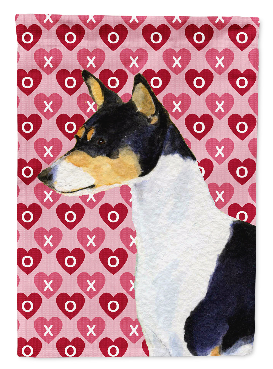 Basenji Hearts Love and Valentine's Day Portrait Garden Flag Mailbox Decorative Yard Banner Outside Patio Artwork for Flower Beds, Garden Size, Multicolor