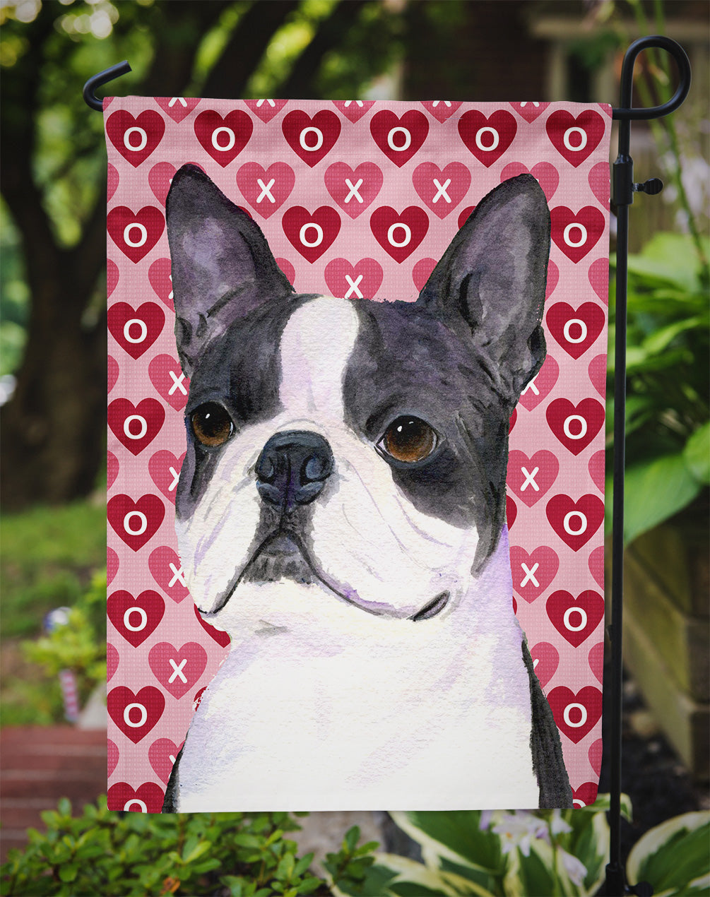 Boston Terrier Hearts Love Valentine's Day Garden Flag Mailbox Decorative Yard Banner Outside Patio Artwork for Flower Beds, Garden Size, Multicolor