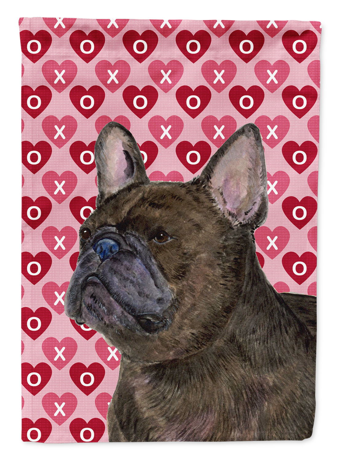 French Bulldog Hearts Love and Valentine's Day Portrait Garden Flag Mailbox Decorative Yard Banner Outside Patio Artwork for Flower Beds, Garden Size, Multicolor