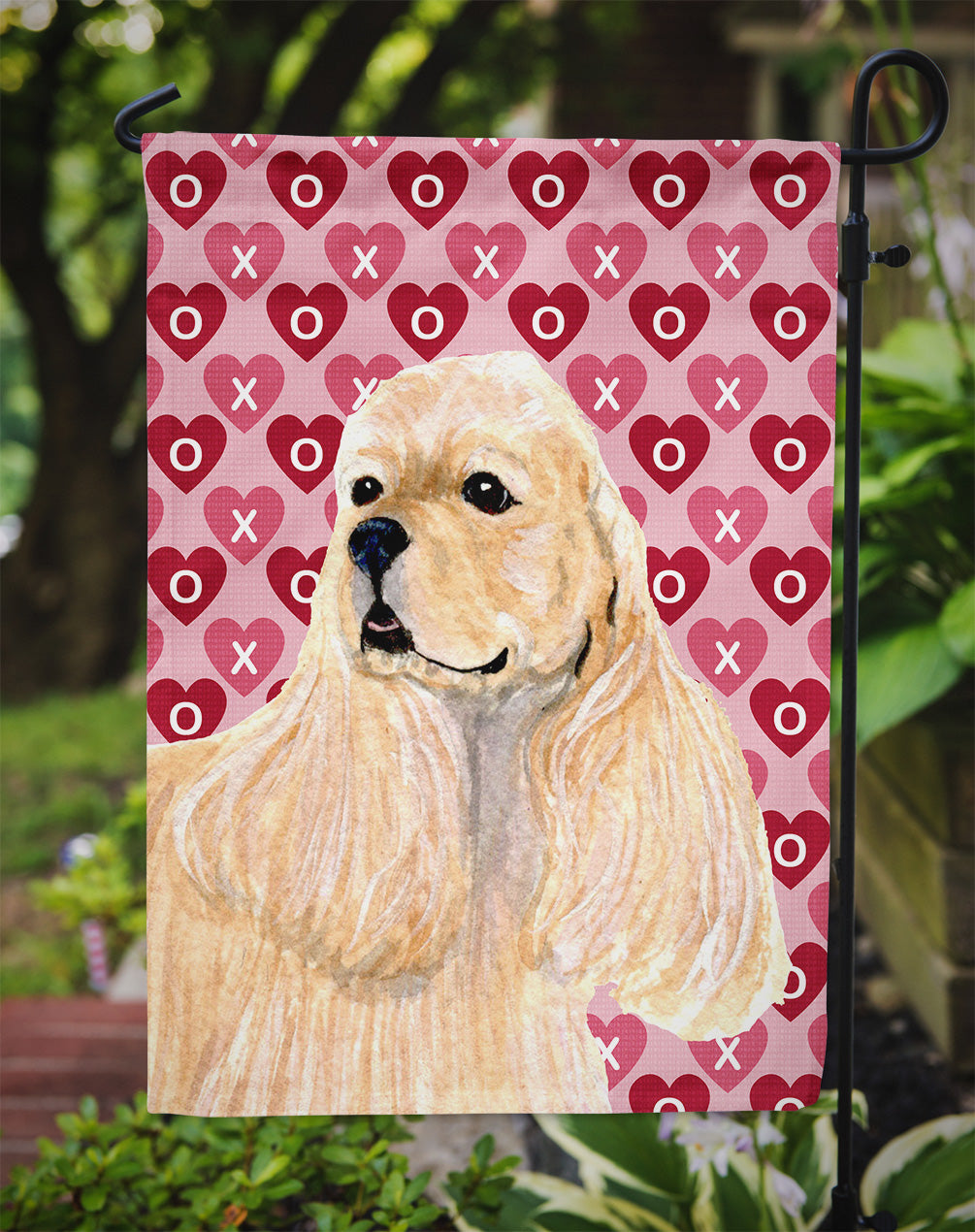 Buff Cocker Spaniel Hearts Love Valentine's Day Garden Flag Mailbox Decorative Yard Banner Outside Patio Artwork for Flower Beds, Garden Size, Multicolor