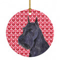 Schnauzer Hearts Love and Valentine's Day Portrait Ceramic Ornament Christmas Tree Hanging Decorations for Home Christmas Holiday, Party, Gift, 3 in, Multicolor