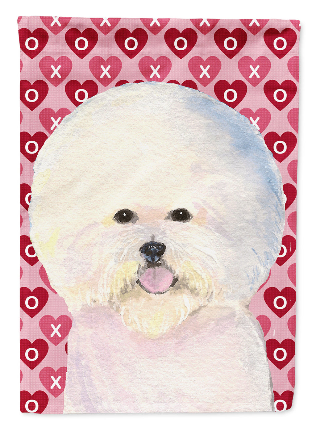 Bichon Frise Hearts Love and Valentine's Day Portrait Garden Flag Mailbox Decorative Yard Banner Outside Patio Artwork for Flower Beds, Garden Size, Multicolor