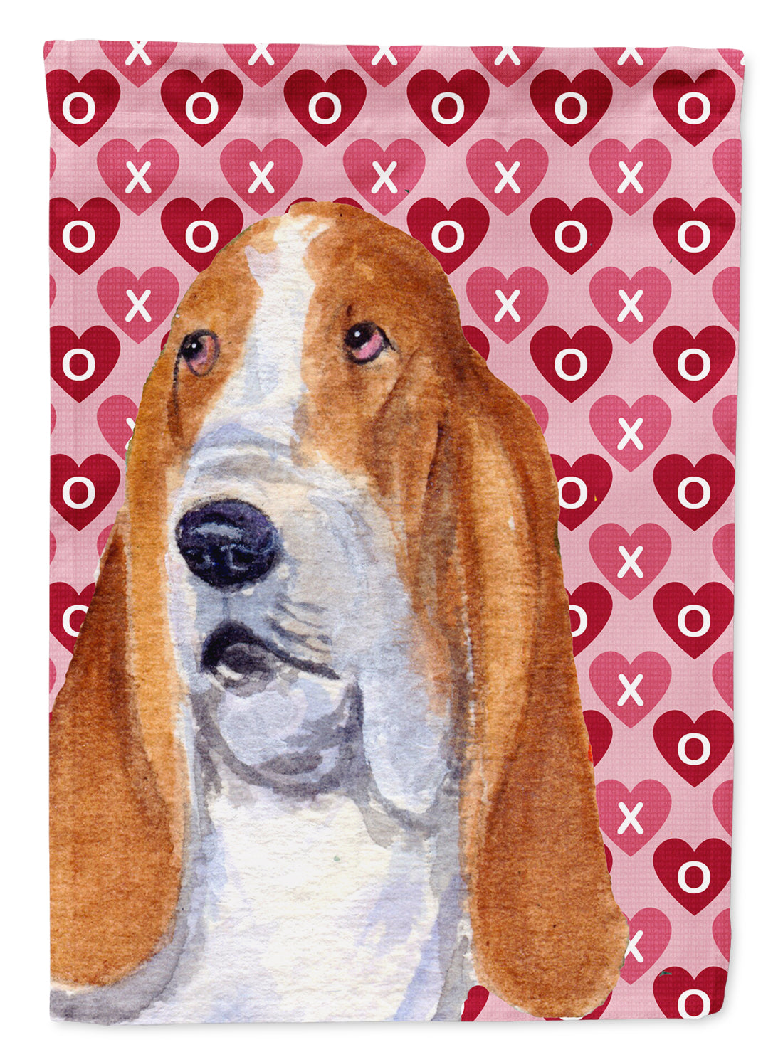Basset Hound Hearts Love and Valentine's Day Portrait Garden Flag Mailbox Decorative Yard Banner Outside Patio Artwork for Flower Beds, Garden Size, Multicolor