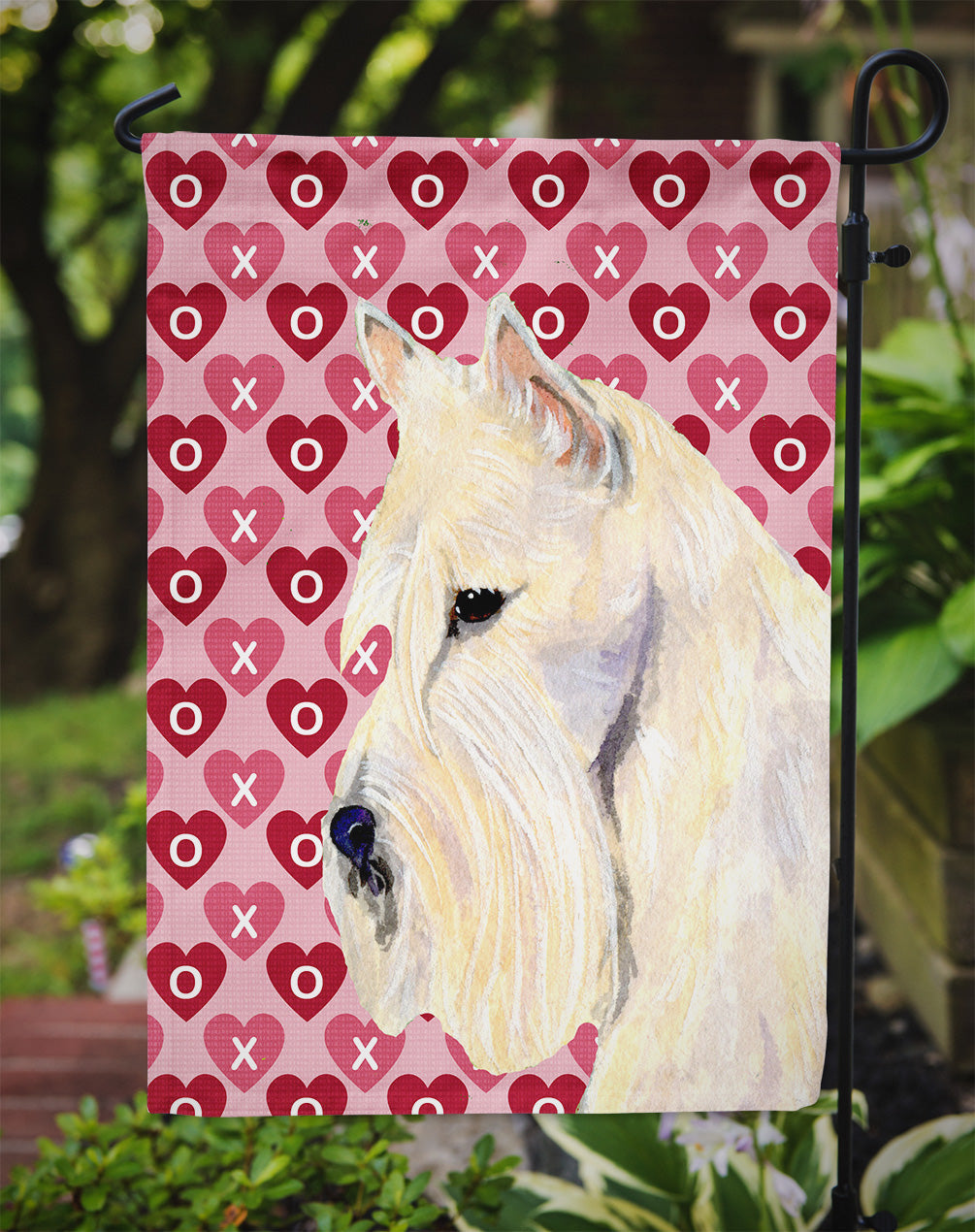 Scottish Terrier Hearts Love Valentine's Day Portrait Garden Flag Mailbox Decorative Yard Banner Outside Patio Artwork for Flower Beds, Garden Size, Multicolor