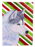Siberian Husky Candy Cane Holiday Christmas Garden Flag Mailbox Decorative Yard Banner Outside Patio Artwork for Flower Beds, Garden Size, Multicolor