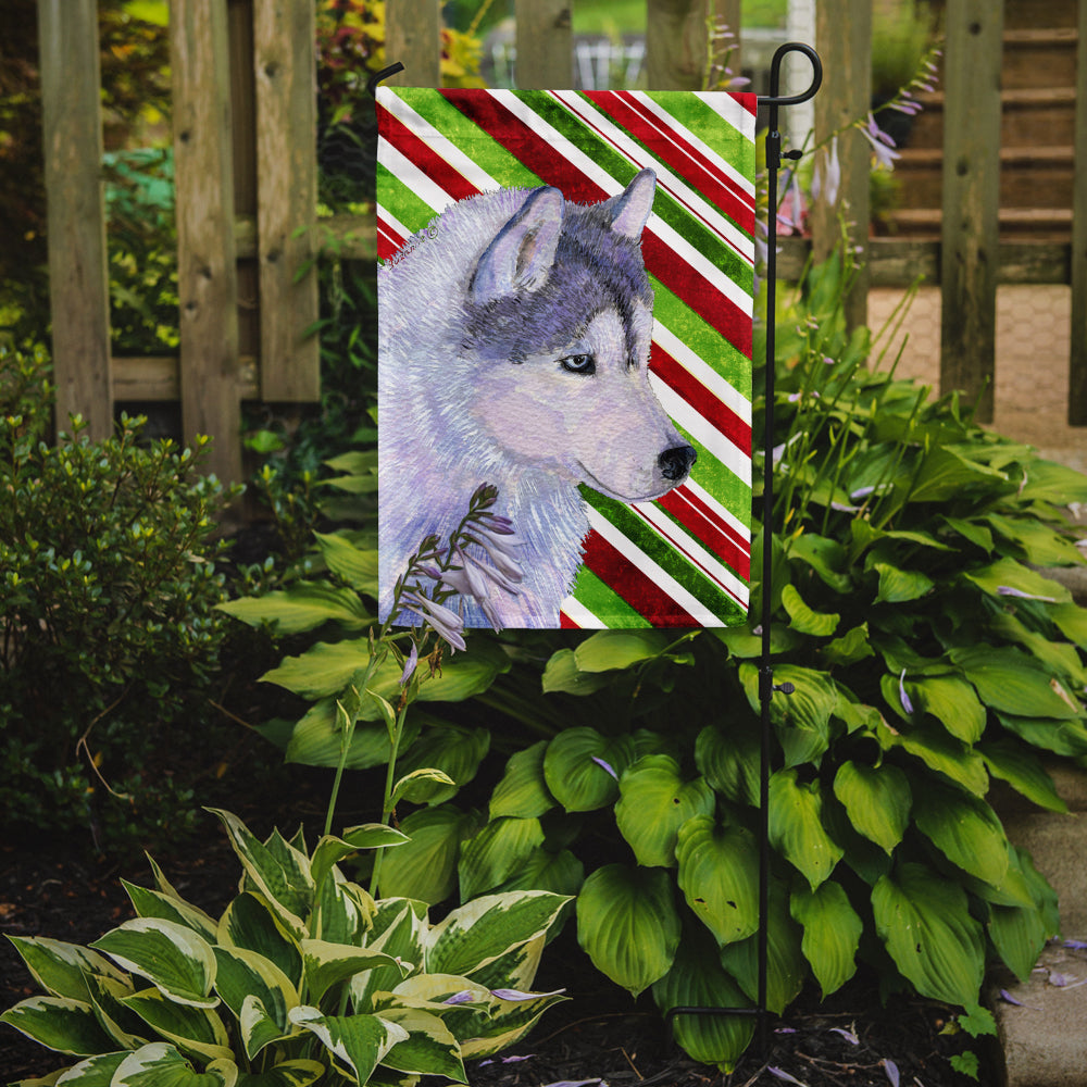 Siberian Husky Candy Cane Holiday Christmas Garden Flag Mailbox Decorative Yard Banner Outside Patio Artwork for Flower Beds, Garden Size, Multicolor