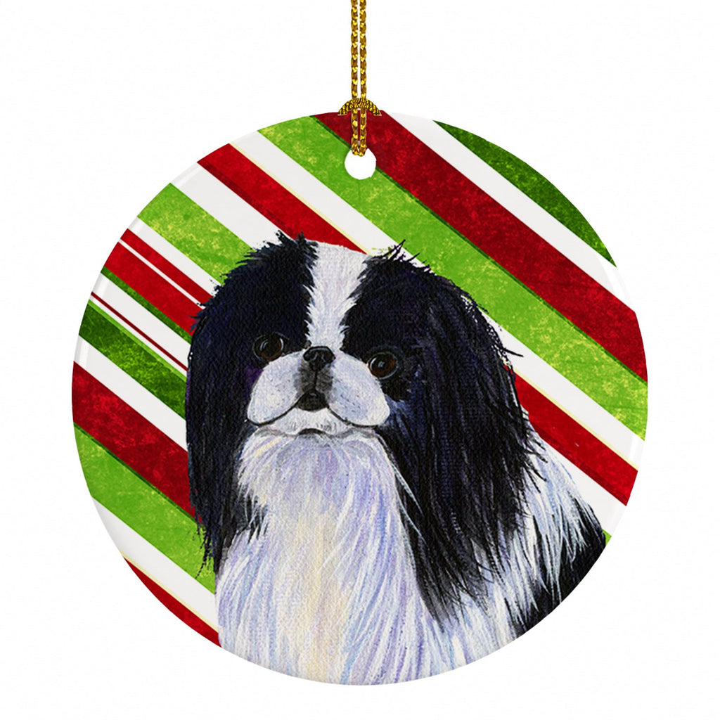 Japanese Chin Candy Cane Holiday Christmas Ceramic Ornament Christmas Tree Hanging Decorations for Home Christmas Holiday, Party, Gift, 3 in, Multicolor