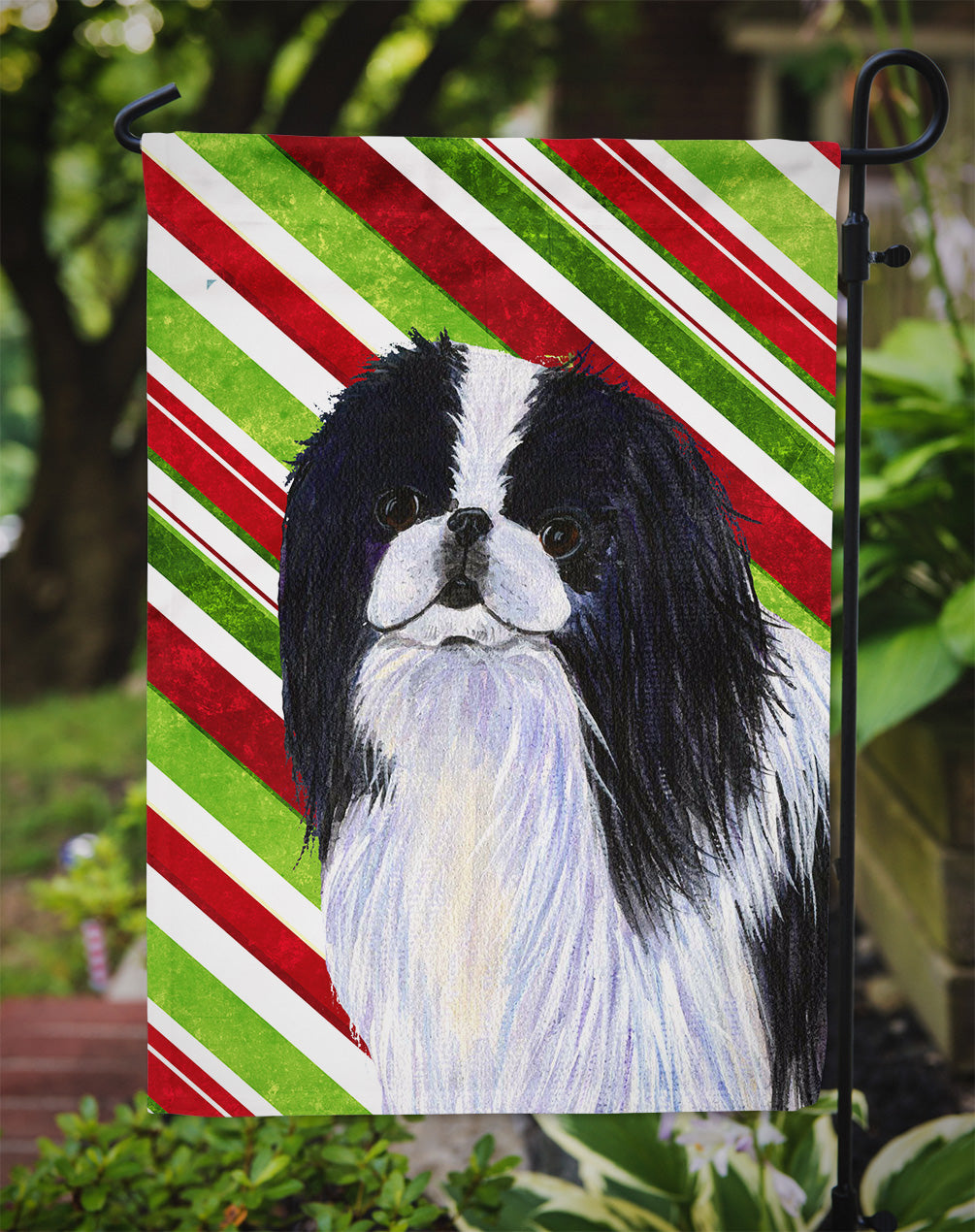Japanese Chin Candy Cane Holiday Christmas Garden Flag Mailbox Decorative Yard Banner Outside Patio Artwork for Flower Beds, Garden Size, Multicolor