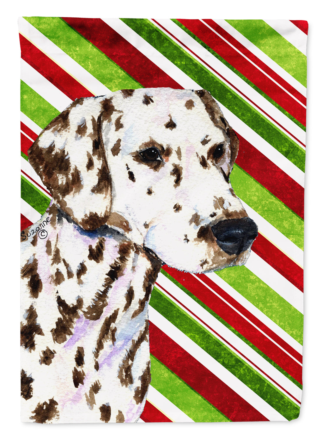 Dalmatian Candy Cane Holiday Christmas Garden Flag Mailbox Decorative Yard Banner Outside Patio Artwork for Flower Beds, Garden Size, Multicolor