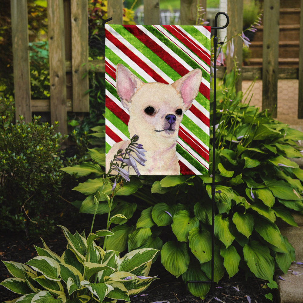 Chihuahua Candy Cane Holiday Christmas Garden Flag Mailbox Decorative Yard Banner Outside Patio Artwork for Flower Beds, Garden Size, Multicolor