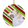 Borzoi Candy Cane Holiday Christmas Ceramic Ornament Christmas Tree Hanging Decorations for Home Christmas Holiday, Party, Gift, 3 in, Multicolor