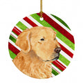 Golden Retriever Candy Cane Holiday Christmas Ceramic Ornament Christmas Tree Hanging Decorations for Home Christmas Holiday, Party, Gift, 3 in, Multicolor