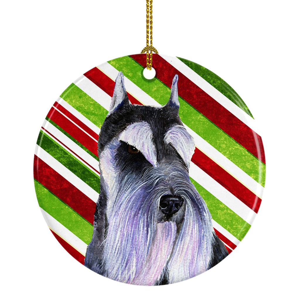 Schnauzer Candy Cane Holiday Christmas Ceramic Ornament Christmas Tree Hanging Decorations for Home Christmas Holiday, Party, Gift, 3 in, Multicolor