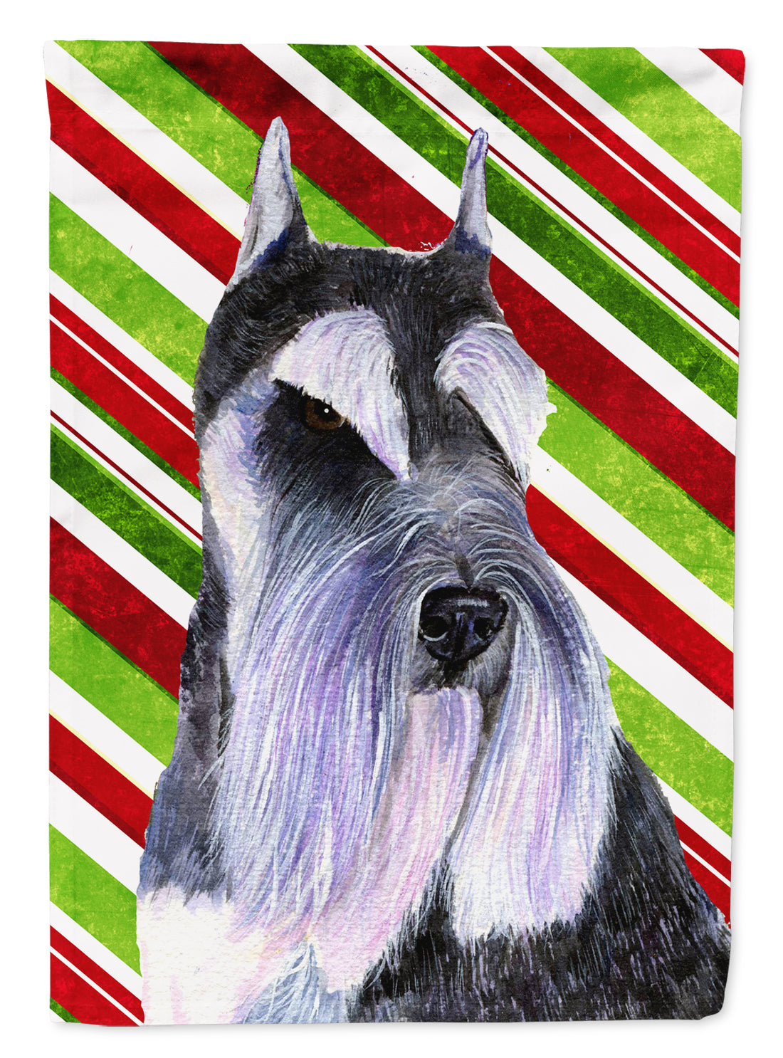 Schnauzer Candy Cane Holiday Christmas Garden Flag Mailbox Decorative Yard Banner Outside Patio Artwork for Flower Beds, Garden Size, Multicolor