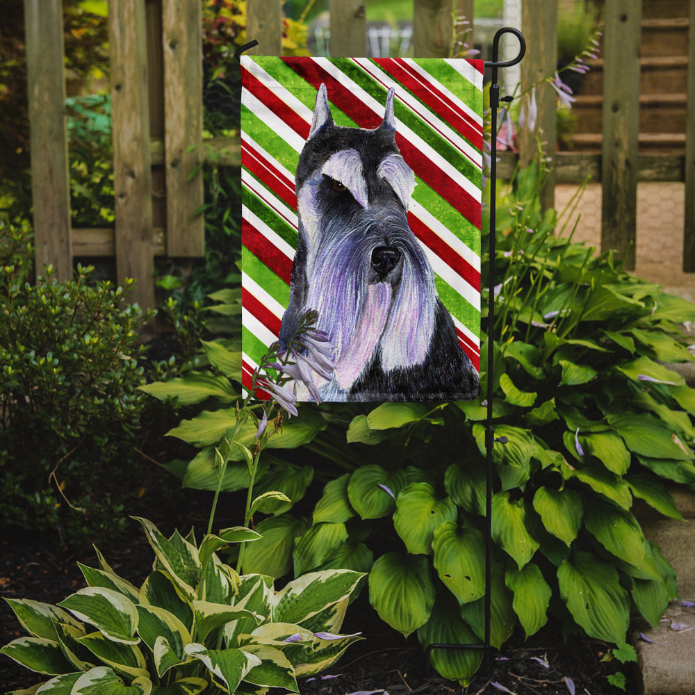 Schnauzer Candy Cane Holiday Christmas Garden Flag Mailbox Decorative Yard Banner Outside Patio Artwork for Flower Beds, Garden Size, Multicolor
