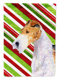 Fox Terrier Candy Cane Holiday Christmas Garden Flag Mailbox Decorative Yard Banner Outside Patio Artwork for Flower Beds, Garden Size, Multicolor