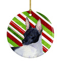 Rat Terrier Candy Cane Holiday Christmas Ceramic Ornament Christmas Tree Hanging Decorations for Home Christmas Holiday, Party, Gift, 3 in, Multicolor