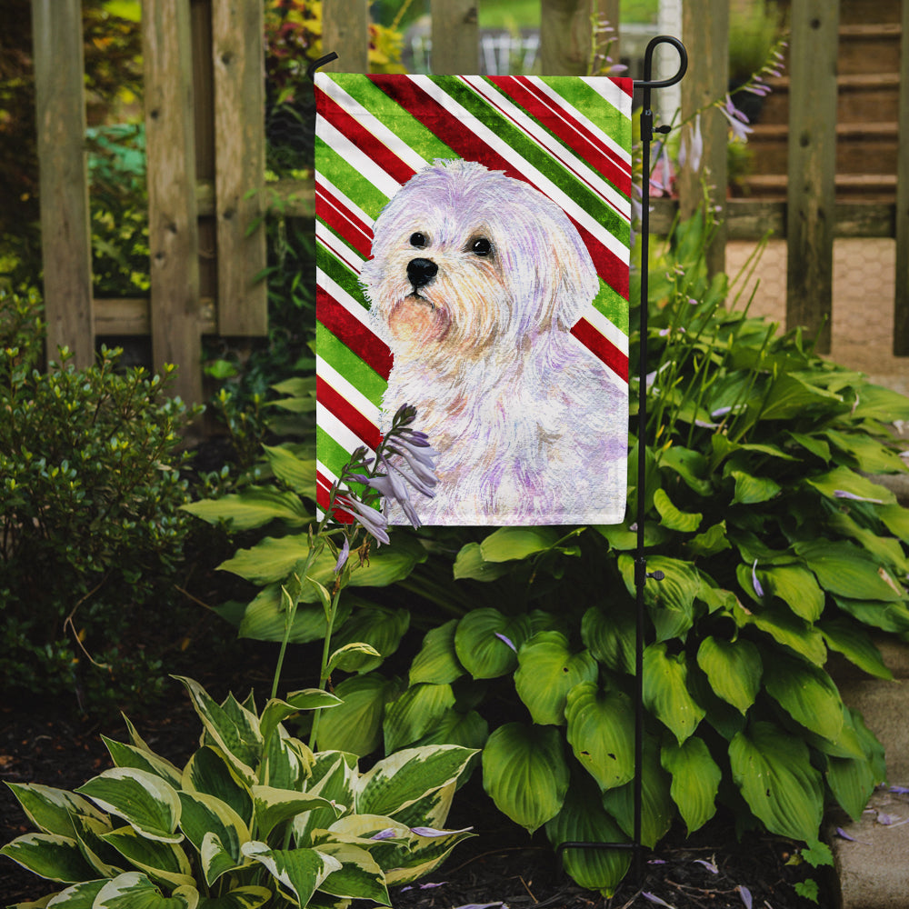 Maltese Candy Cane Holiday Christmas Garden Flag Mailbox Decorative Yard Banner Outside Patio Artwork for Flower Beds, Garden Size, Multicolor