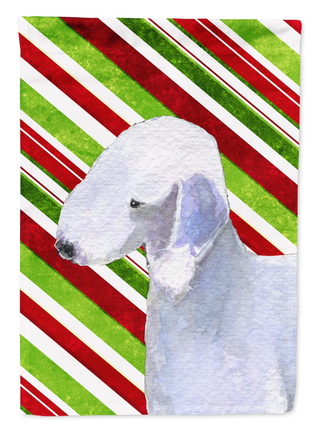 Bedlington Terrier Candy Cane Holiday Christmas Garden Flag Mailbox Decorative Yard Banner Outside Patio Artwork for Flower Beds, Garden Size, Multicolor