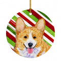 Corgi Candy Cane Holiday Christmas Ceramic Ornament Christmas Tree Hanging Decorations for Home Christmas Holiday, Party, Gift, 3 in, Multicolor