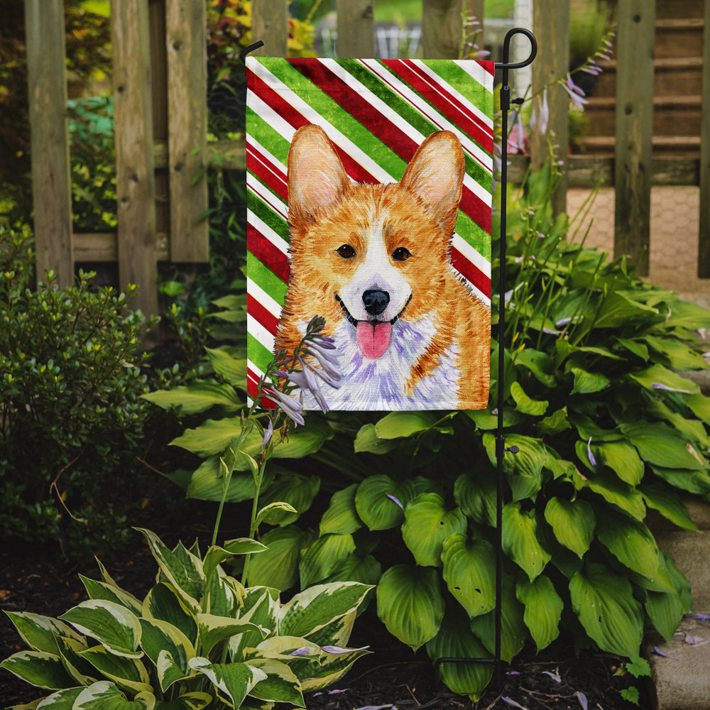 Corgi Candy Cane Holiday Christmas Garden Flag Mailbox Decorative Yard Banner Outside Patio Artwork for Flower Beds, Garden Size, Multicolor