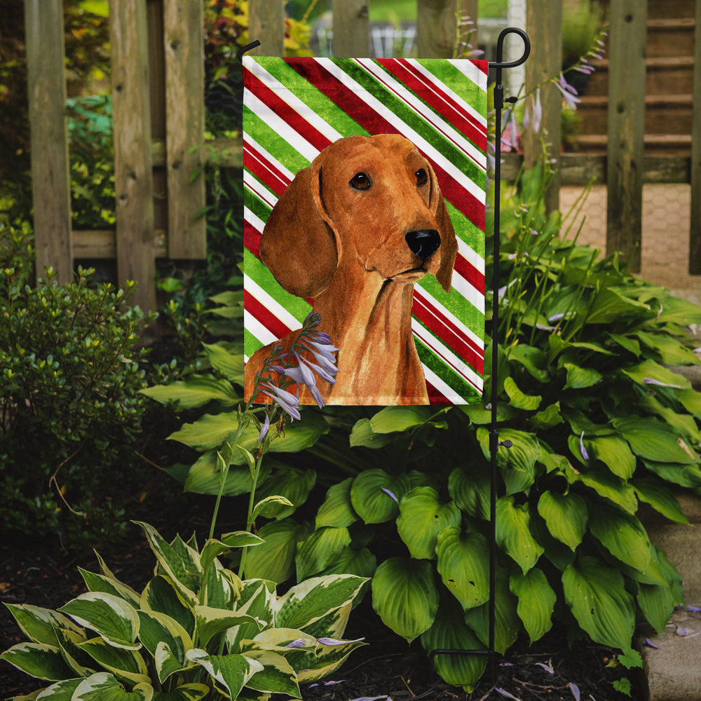 Dachshund Candy Cane Holiday Christmas Garden Flag Mailbox Decorative Yard Banner Outside Patio Artwork for Flower Beds, Garden Size, Multicolor