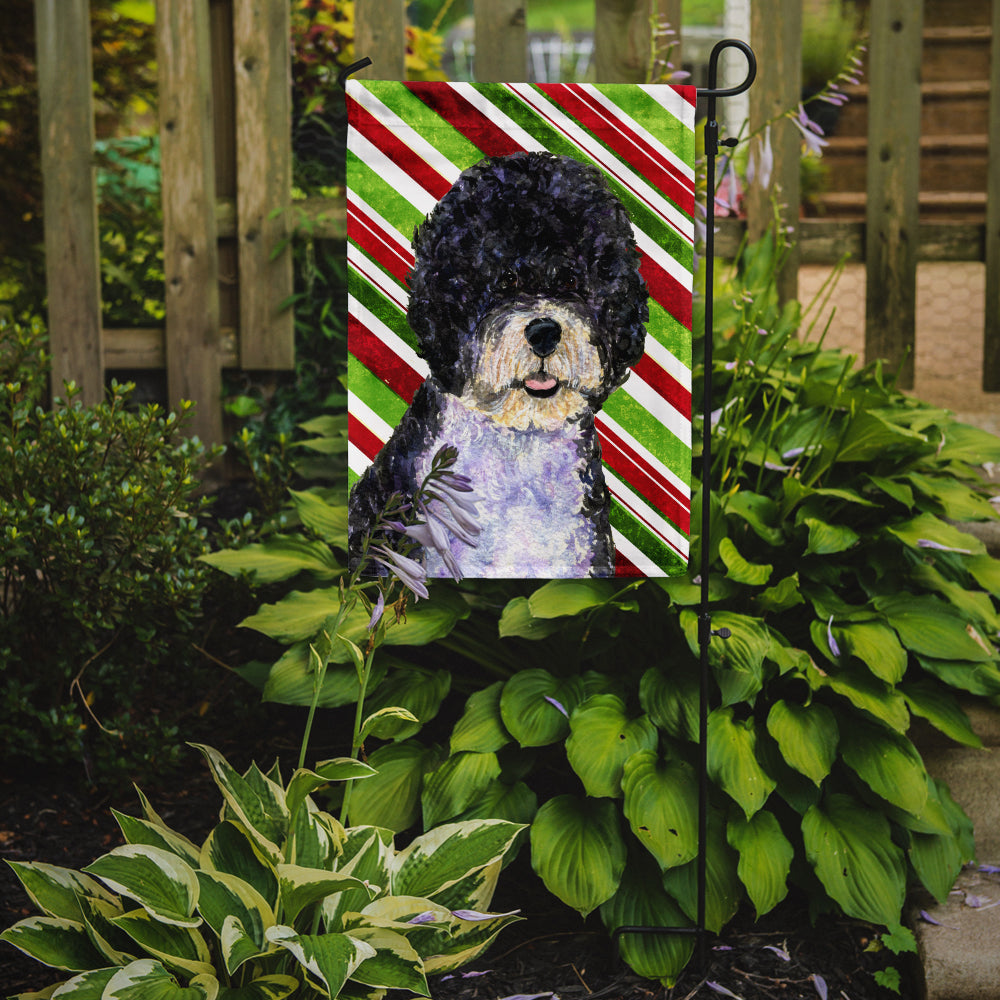 Portuguese Water Dog Candy Cane Holiday Christmas Garden Flag Mailbox Decorative Yard Banner Outside Patio Artwork for Flower Beds, Garden Size, Multicolor