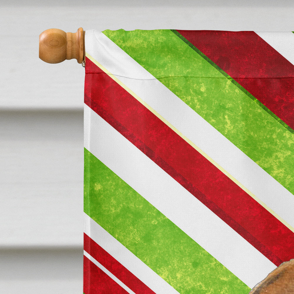 Bulldog English Candy Cane Holiday Christmas House Flag 28x40 Porch Sleeve Pole Decorative Outside Yard Banner Artwork Wall Hanging, Polyester