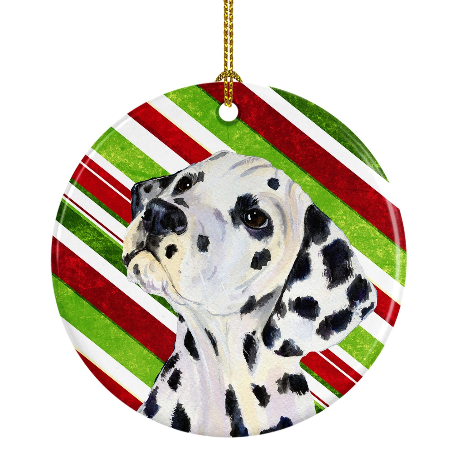 Dalmatian Candy Cane Holiday Christmas Ceramic Ornament Christmas Tree Hanging Decorations for Home Christmas Holiday, Party, Gift, 3 in, Multicolor