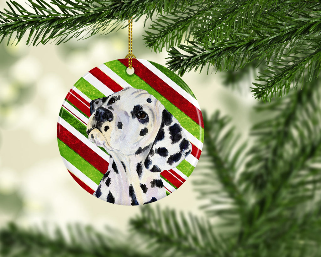 Dalmatian Candy Cane Holiday Christmas Ceramic Ornament Christmas Tree Hanging Decorations for Home Christmas Holiday, Party, Gift, 3 in, Multicolor